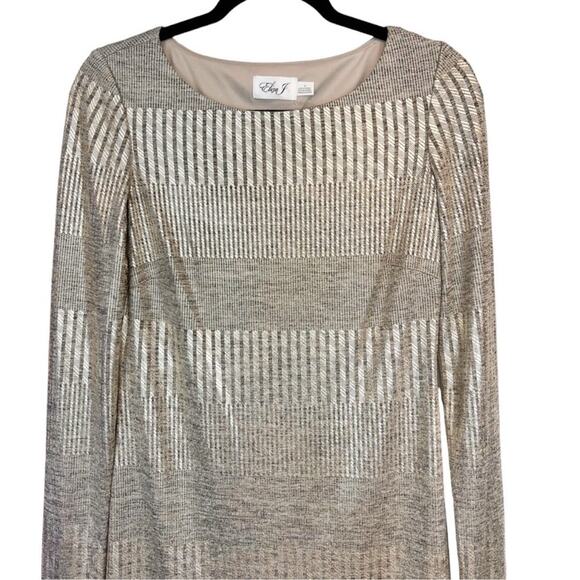 ELIZA J Metallic Gold striped Jersey Knit Cocktail Party Dress NWT Size 6 - Picture 4 of 12
